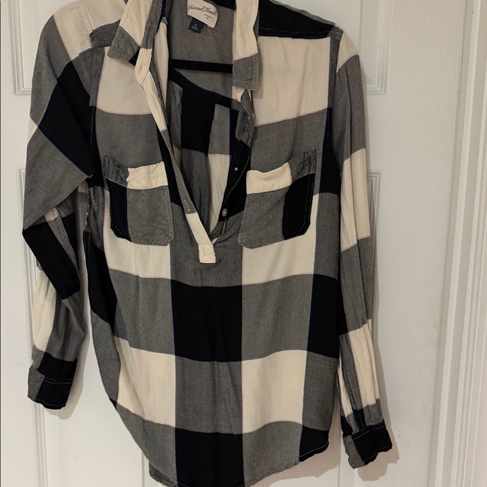 Black and White Plaid Button-Up Shirt